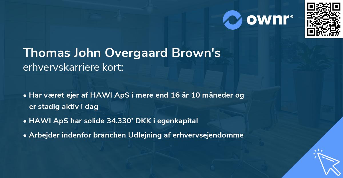 Thomas John Overgaard Brown's erhvervskarriere kort