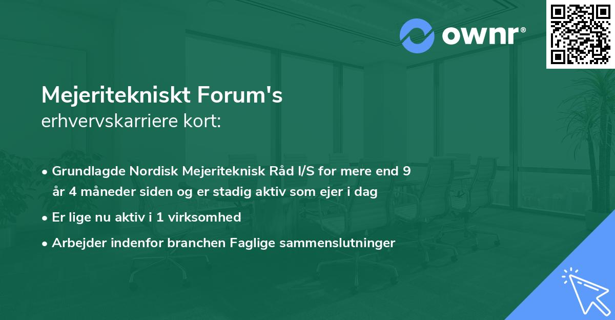 Mejeritekniskt Forum's erhvervskarriere kort