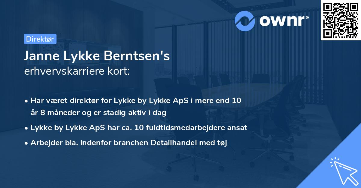 Janne Lykke Berntsen's erhvervskarriere kort