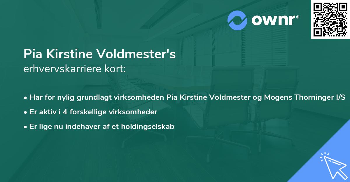 Pia Kirstine Voldmester's erhvervskarriere kort