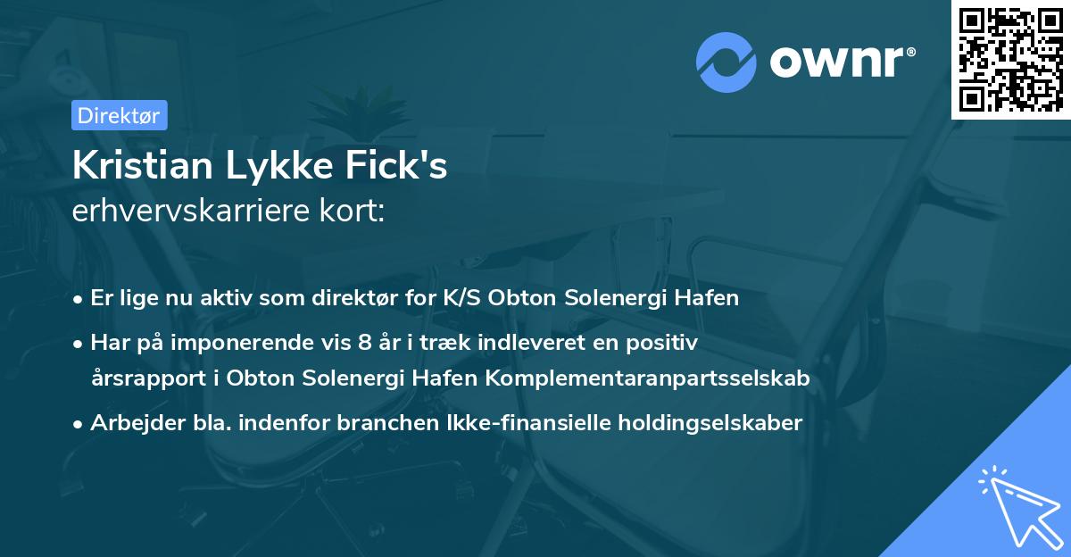 Kristian Lykke Fick's erhvervskarriere kort