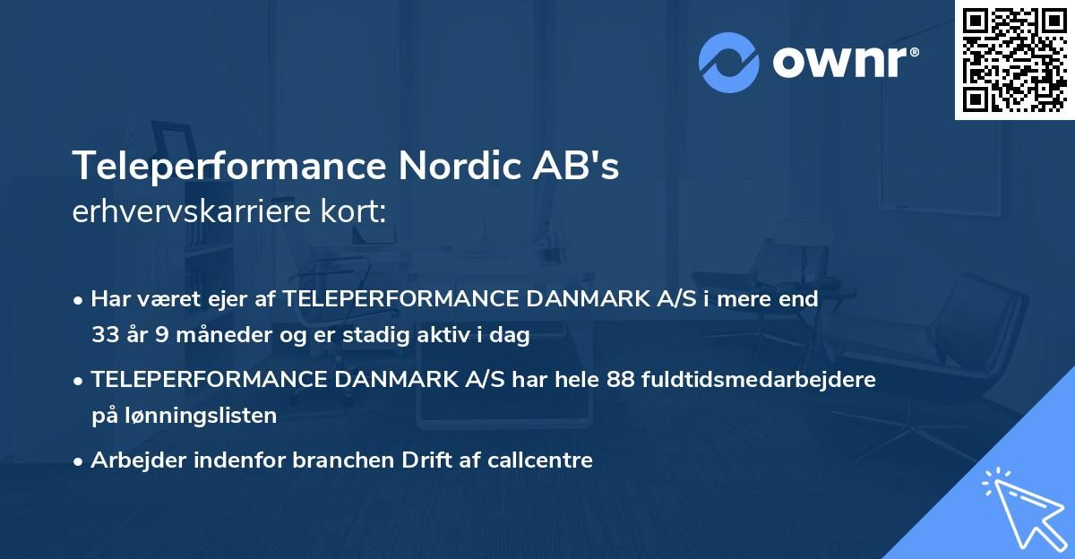 Teleperformance Nordic AB's erhvervskarriere kort