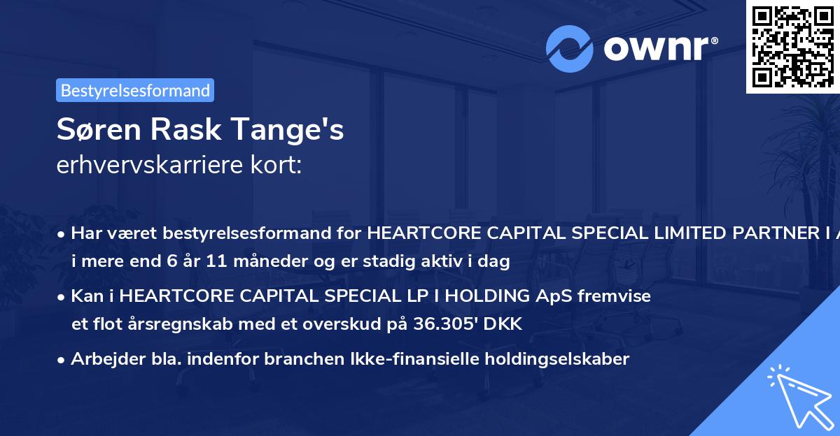 Søren Rask Tange's erhvervskarriere kort