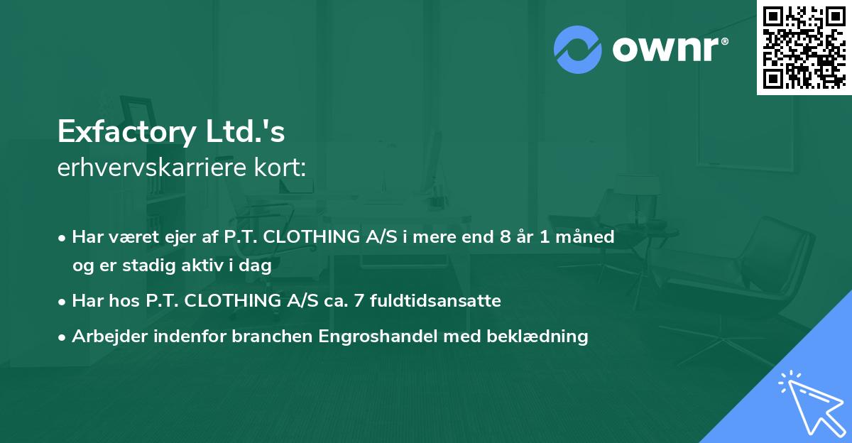 Exfactory Ltd.'s erhvervskarriere kort