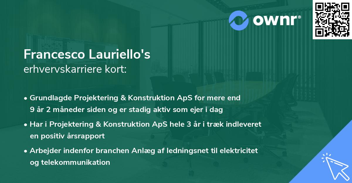 Francesco Lauriello's erhvervskarriere kort