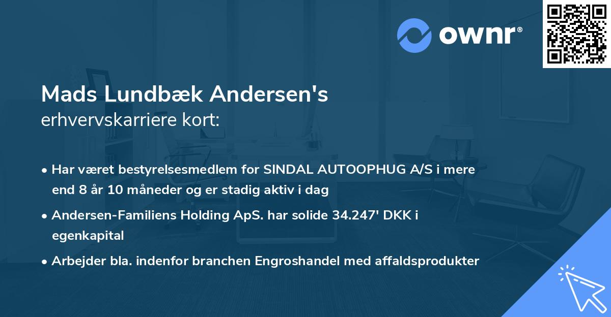 Mads Lundbæk Andersen's erhvervskarriere kort