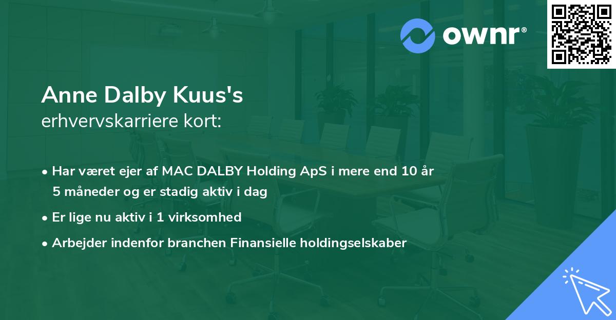 Anne Dalby Kuus's erhvervskarriere kort