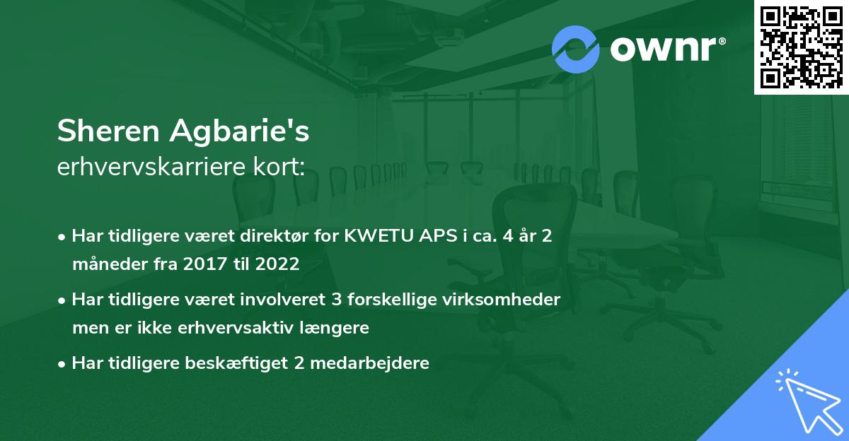 Sheren Agbarie's erhvervskarriere kort