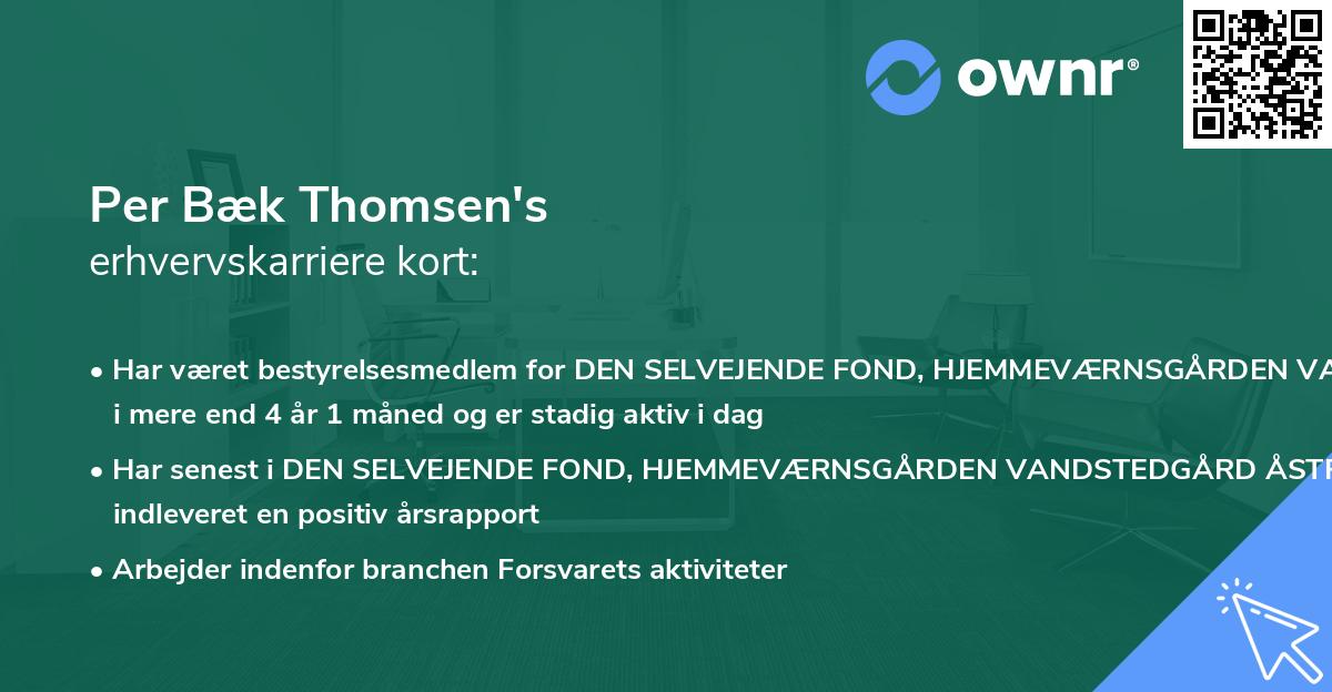 Per Bæk Thomsen's erhvervskarriere kort