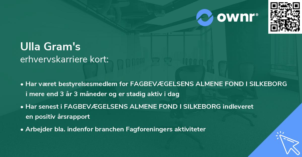 Ulla Gram's erhvervskarriere kort