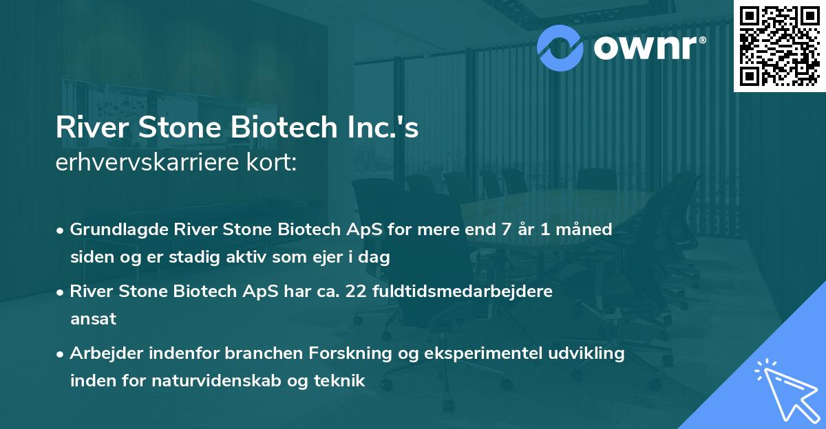 River Stone Biotech Inc.'s erhvervskarriere kort