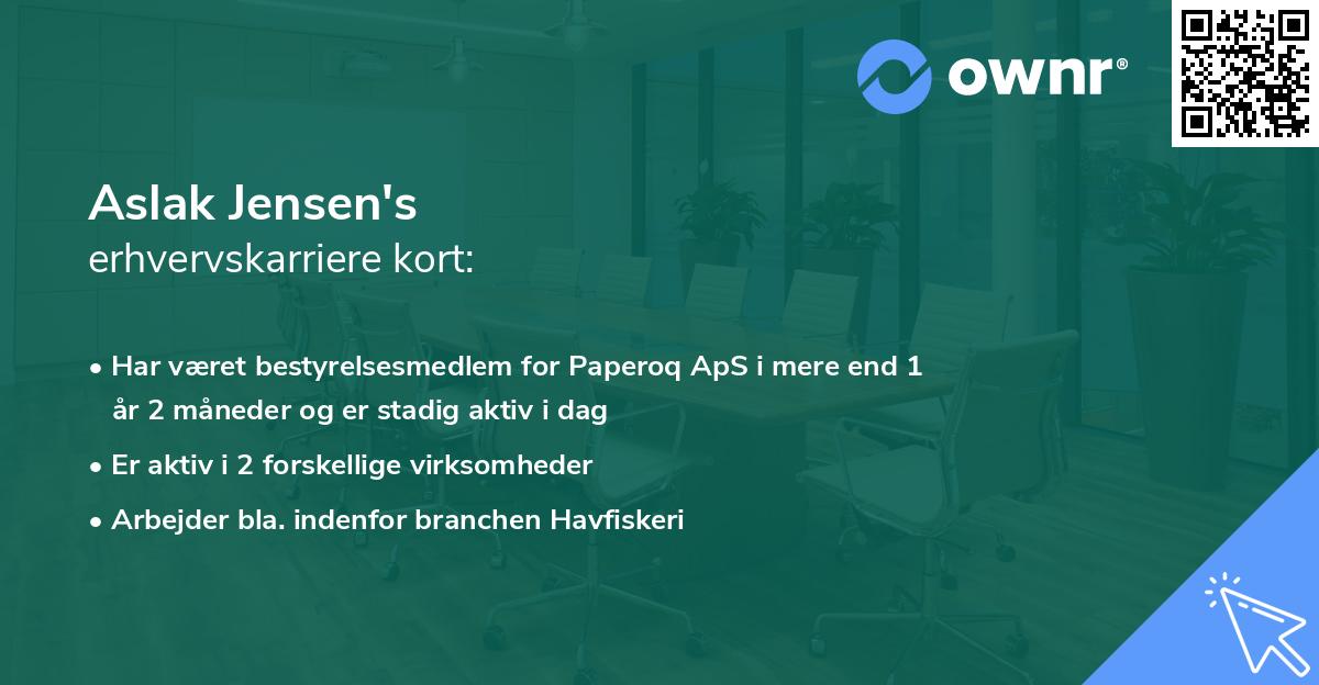 Aslak Jensen's erhvervskarriere kort