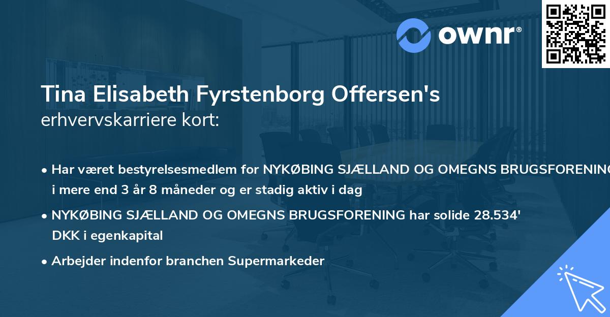 Tina Elisabeth Fyrstenborg Offersen's erhvervskarriere kort