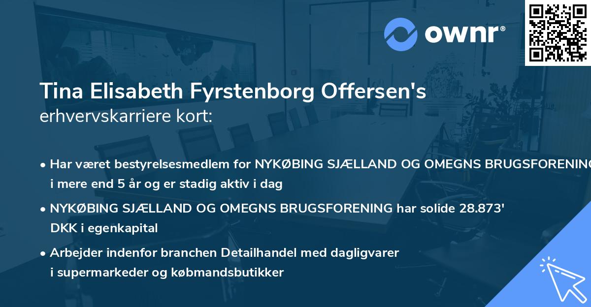 Tina Elisabeth Fyrstenborg Offersen's erhvervskarriere kort