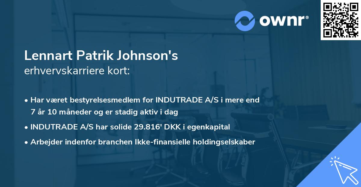 Lennart Patrik Johnson's erhvervskarriere kort