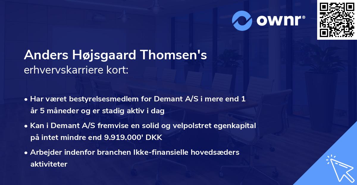 Anders Højsgaard Thomsen's erhvervskarriere kort