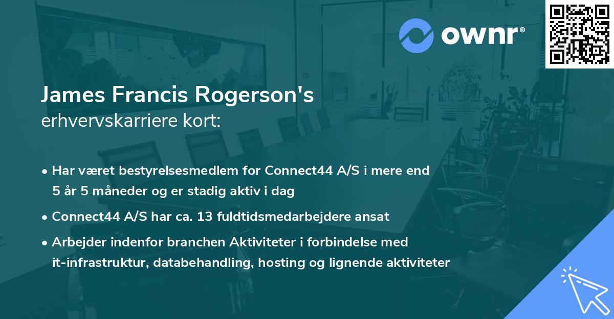 James Francis Rogerson's erhvervskarriere kort