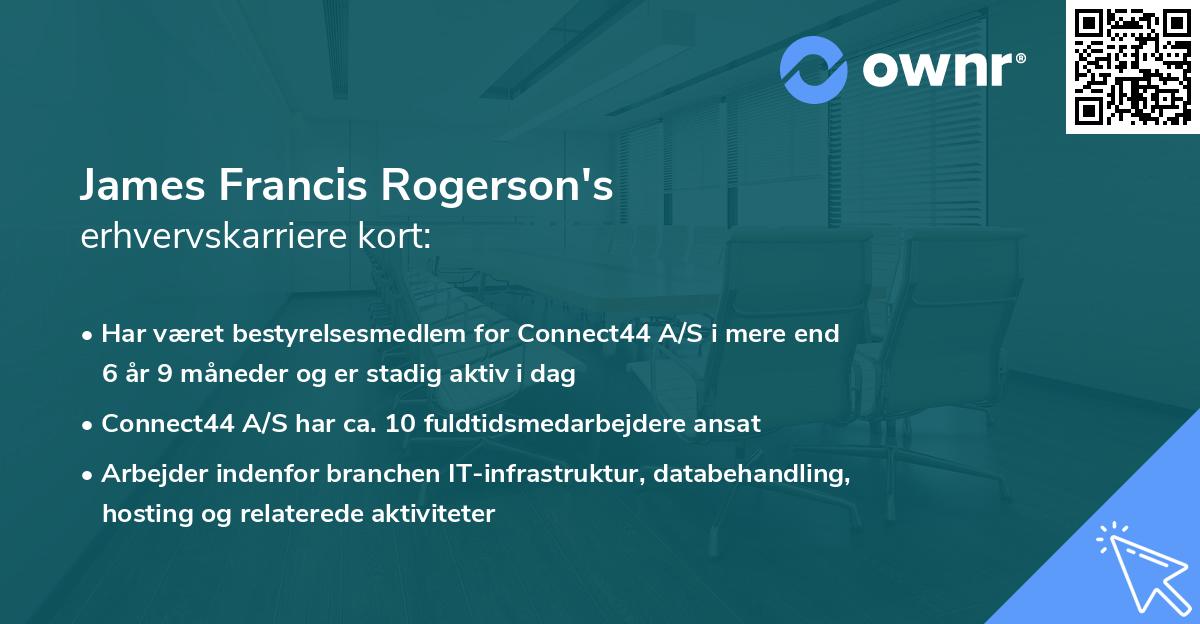 James Francis Rogerson's erhvervskarriere kort