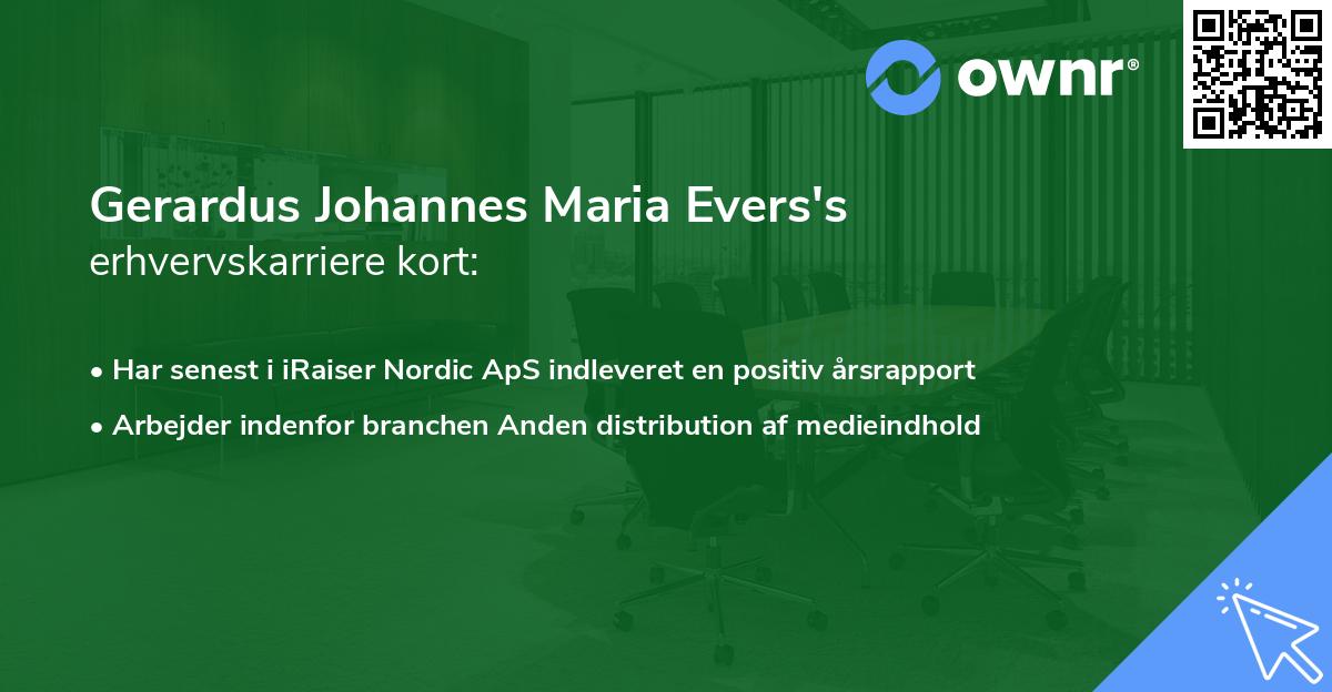 Gerardus Johannes Maria Evers's erhvervskarriere kort