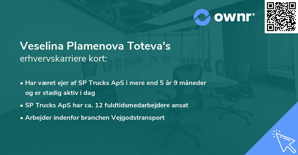 Veselina Plamenova Toteva's erhvervskarriere kort