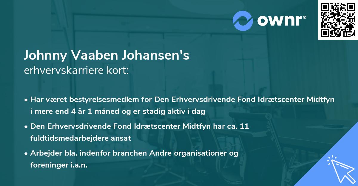 Johnny Vaaben Johansen's erhvervskarriere kort