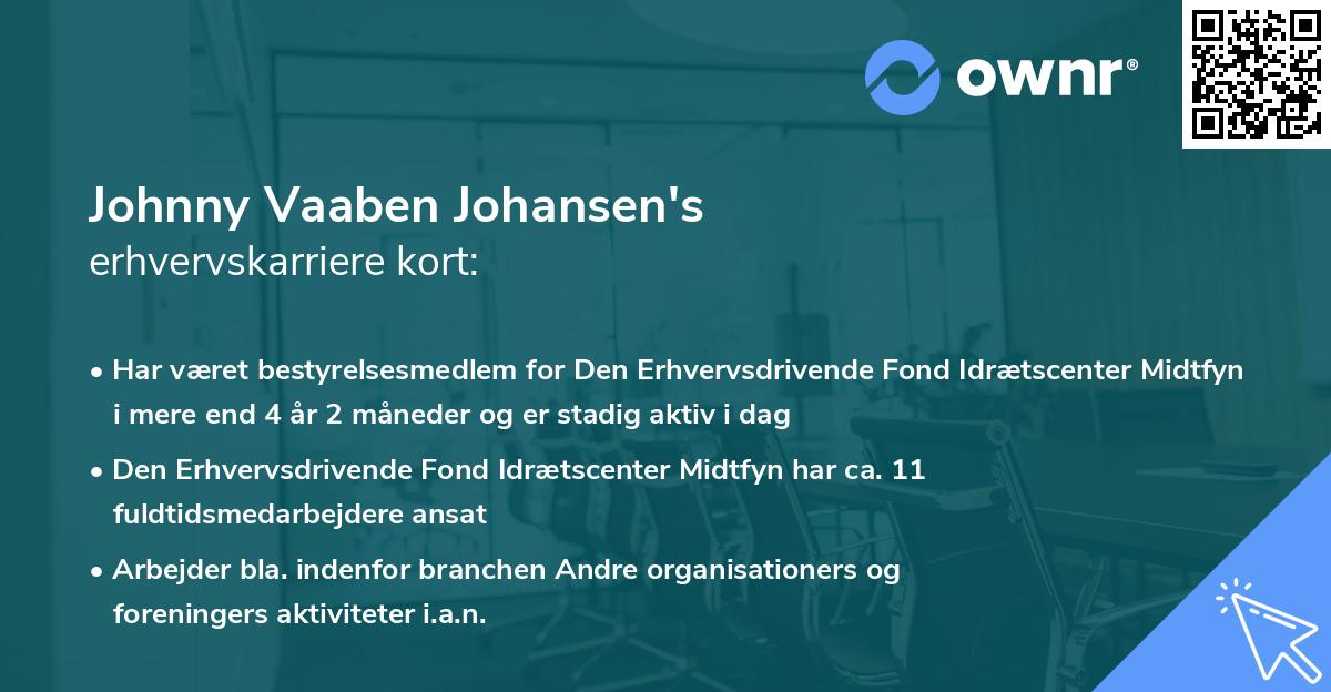 Johnny Vaaben Johansen's erhvervskarriere kort