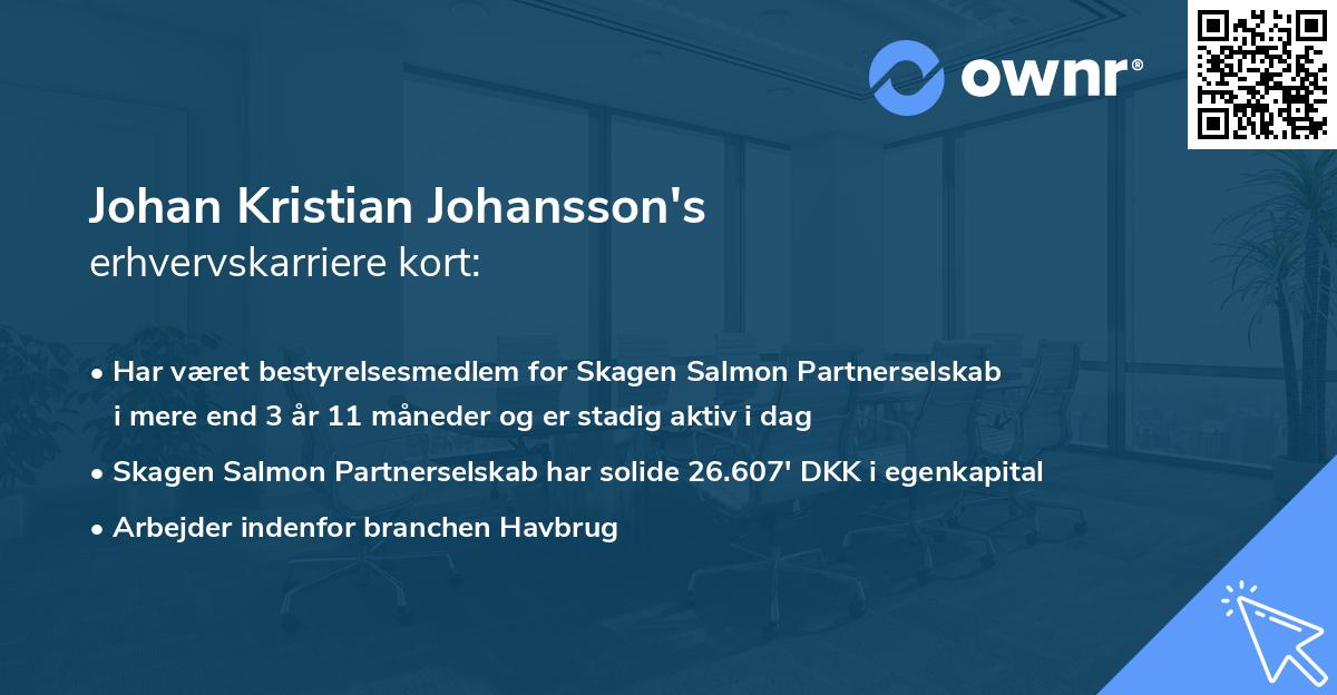 Johan Kristian Johansson's erhvervskarriere kort