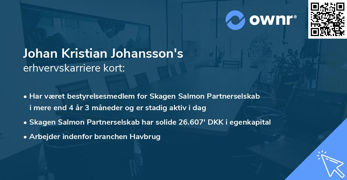 Johan Kristian Johansson's erhvervskarriere kort