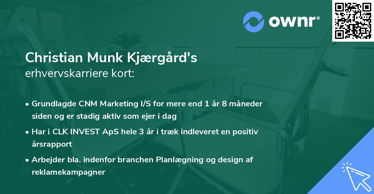 Christian Munk Kjærgård's erhvervskarriere kort