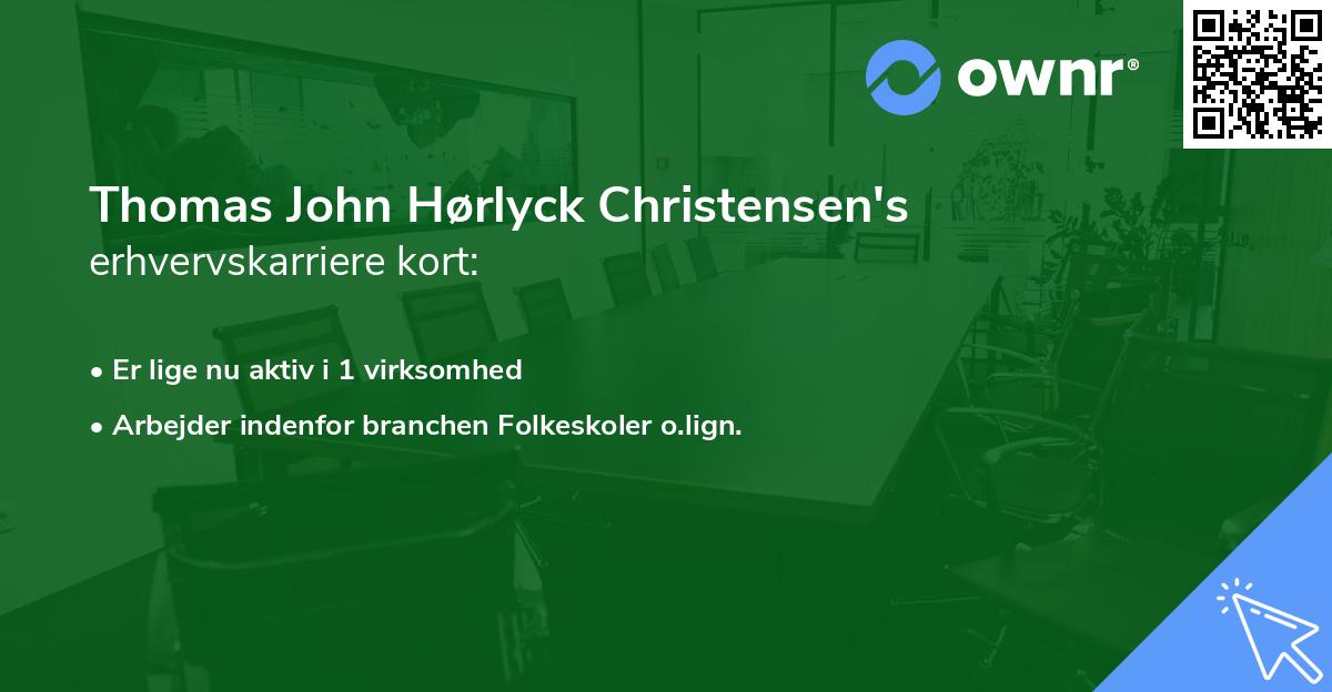 Thomas John Hørlyck Christensen's erhvervskarriere kort