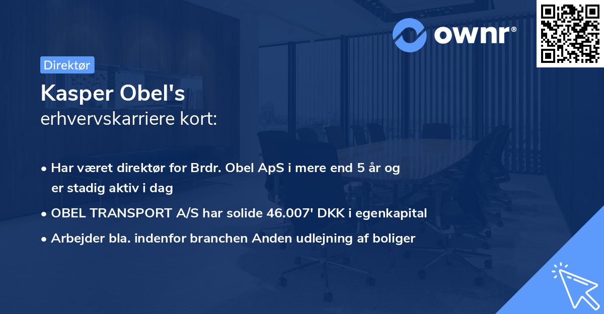 Kasper Obel's erhvervskarriere kort