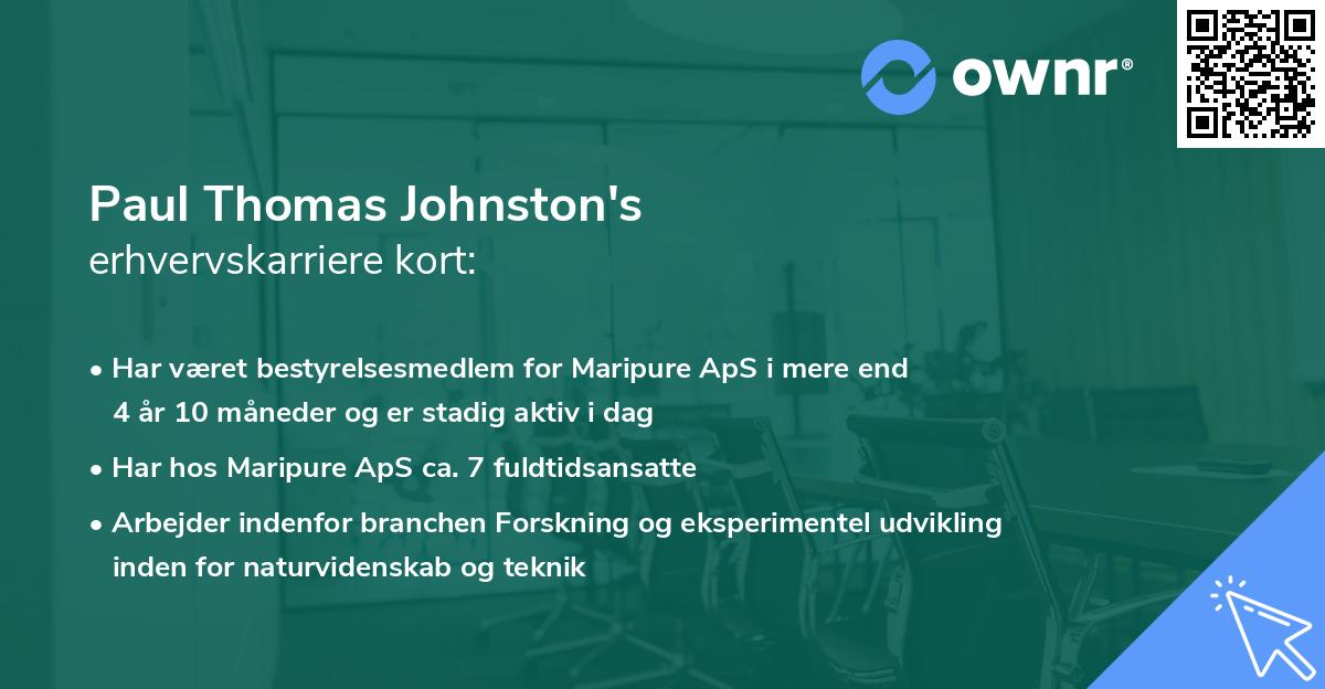 Paul Thomas Johnston's erhvervskarriere kort