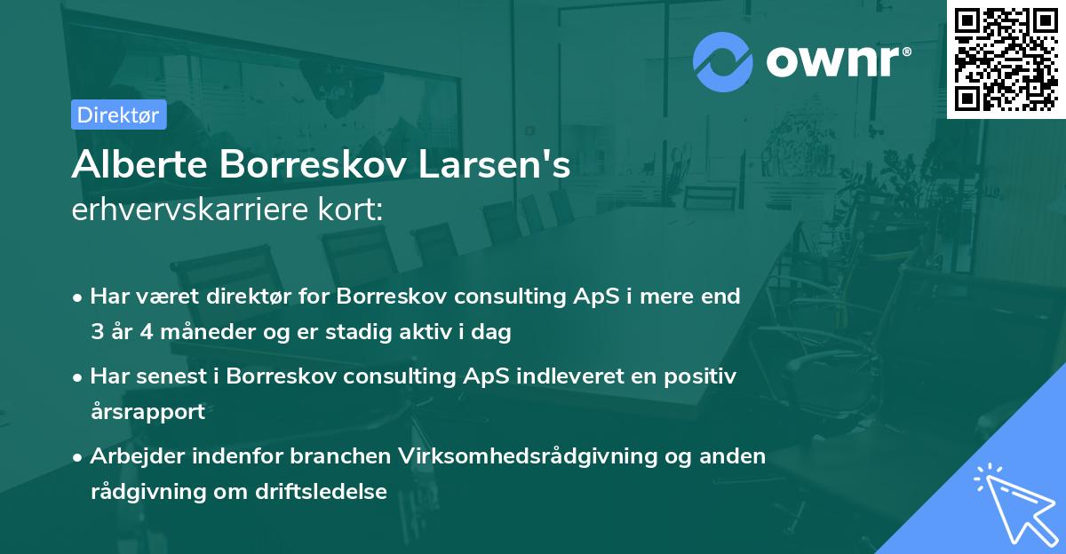 Alberte Borreskov Larsen's erhvervskarriere kort