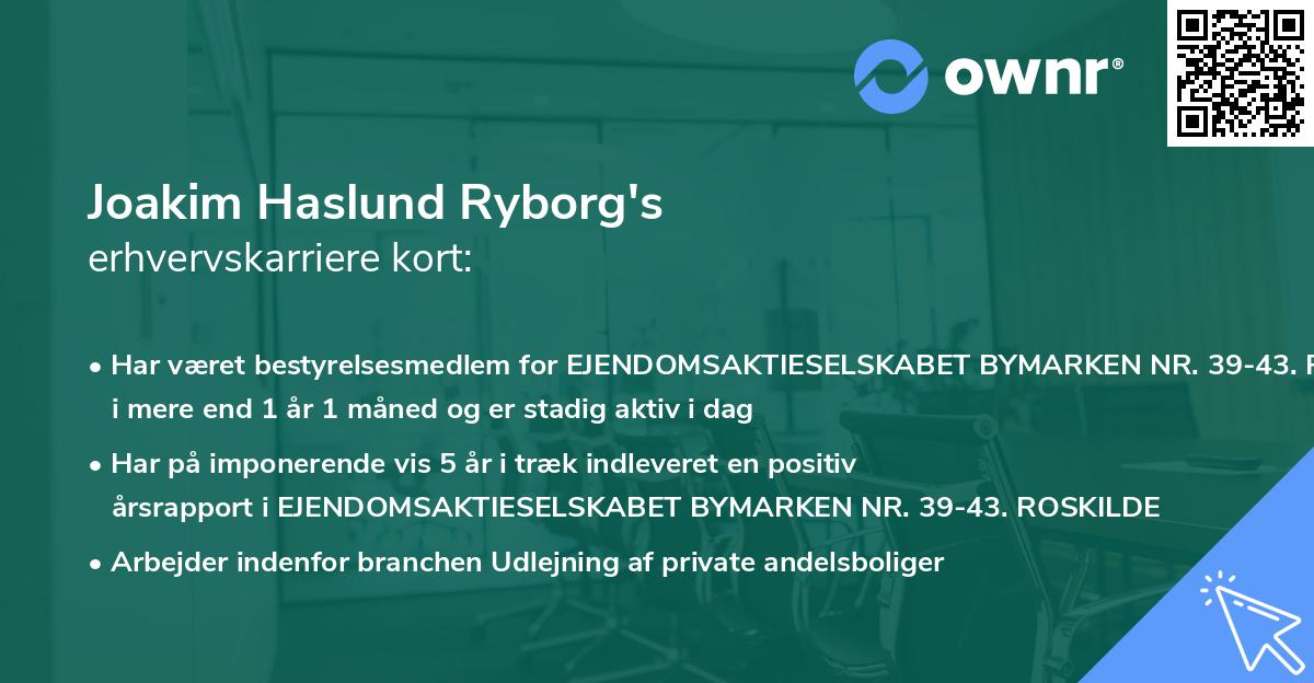 Joakim Haslund Ryborg's erhvervskarriere kort