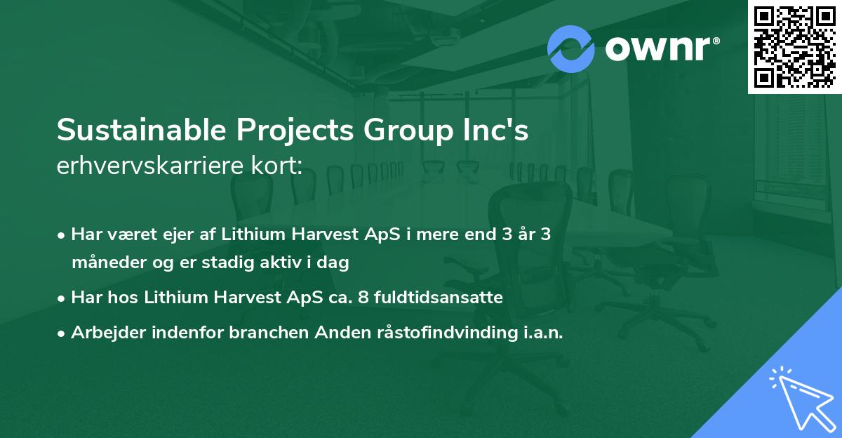 Sustainable Projects Group Inc's erhvervskarriere kort