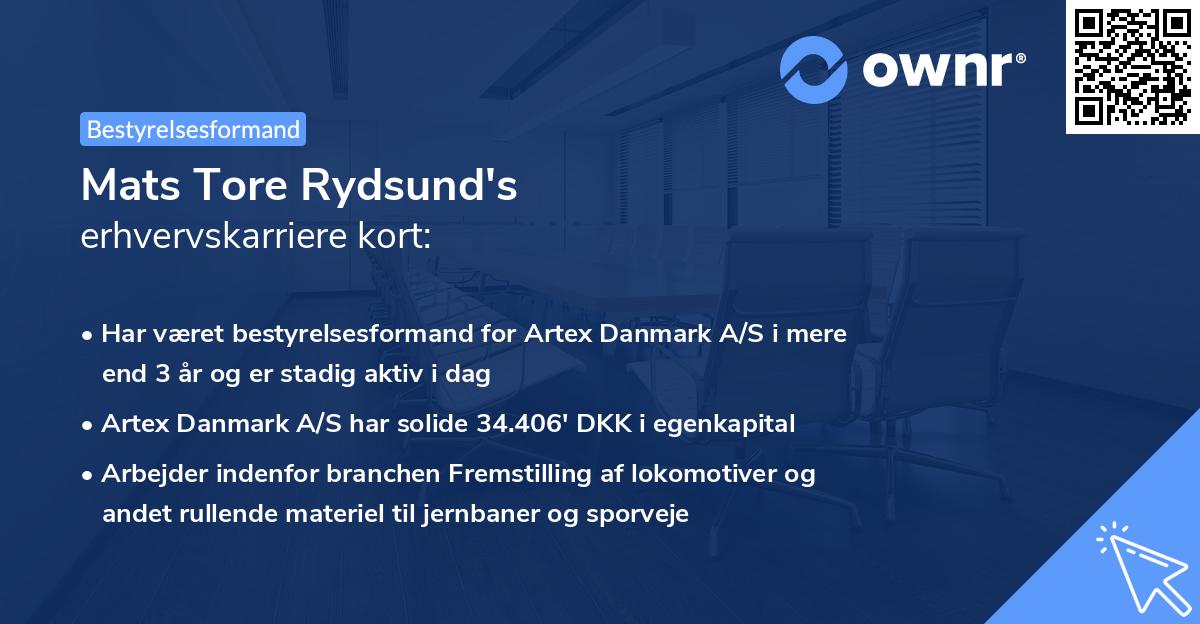 Mats Tore Rydsund's erhvervskarriere kort