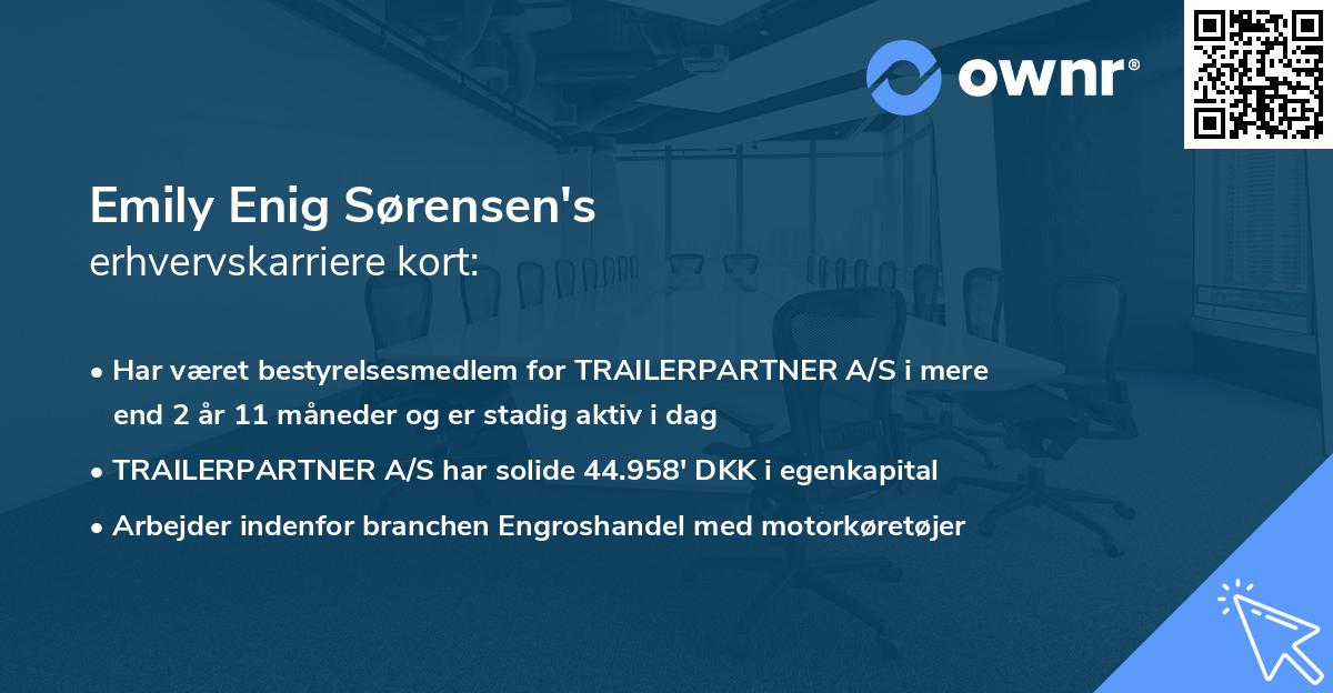 Emily Enig Sørensen's erhvervskarriere kort