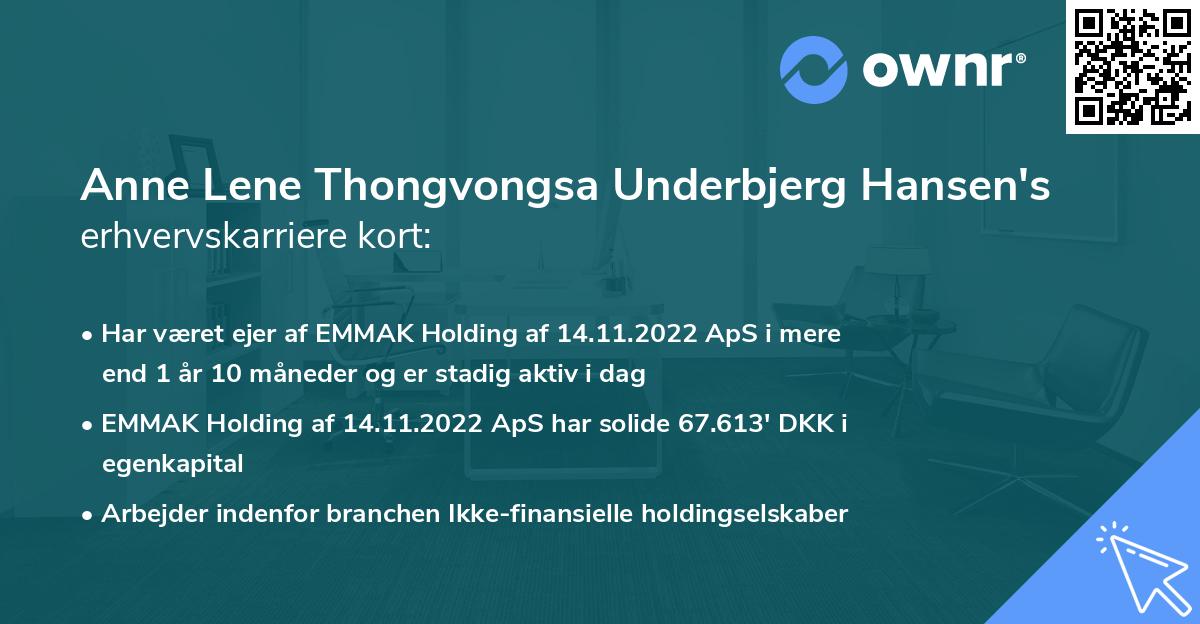 Anne Lene Thongvongsa Underbjerg Hansen's erhvervskarriere kort