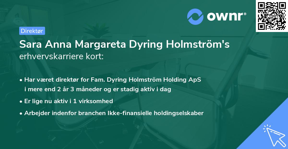Sara Anna Margareta Dyring Holmström's erhvervskarriere kort