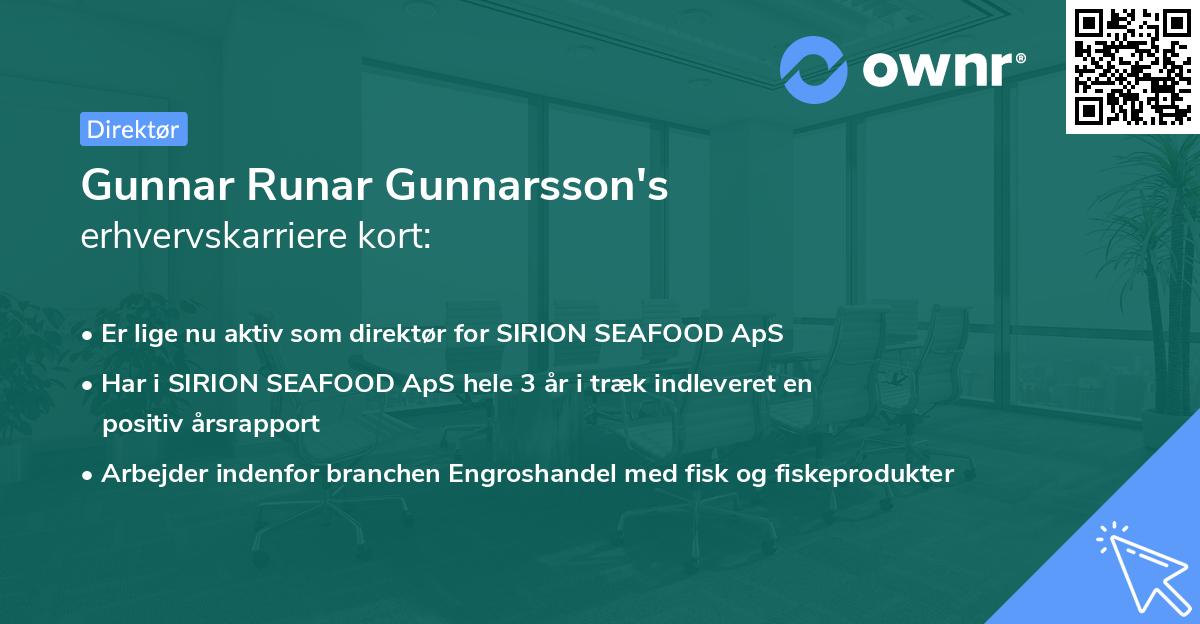 Gunnar Runar Gunnarsson's erhvervskarriere kort