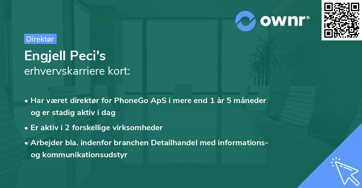 Engjell Peci's erhvervskarriere kort