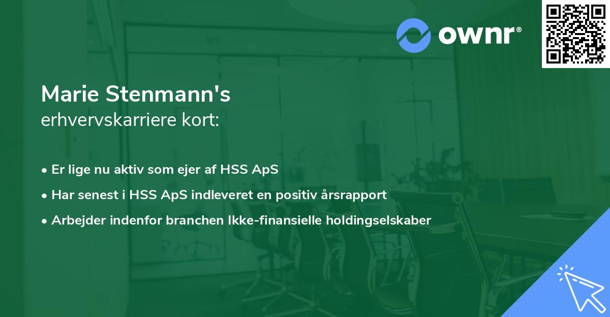 Marie Stenmann's erhvervskarriere kort