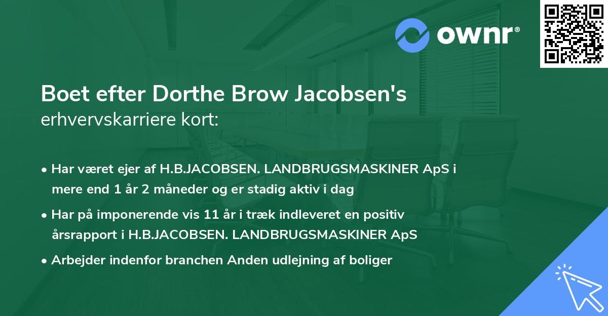 Boet efter Dorthe Brow Jacobsen's erhvervskarriere kort