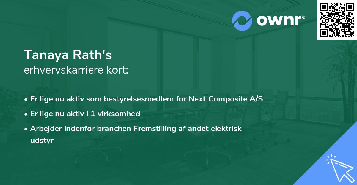 Tanaya Rath's erhvervskarriere kort
