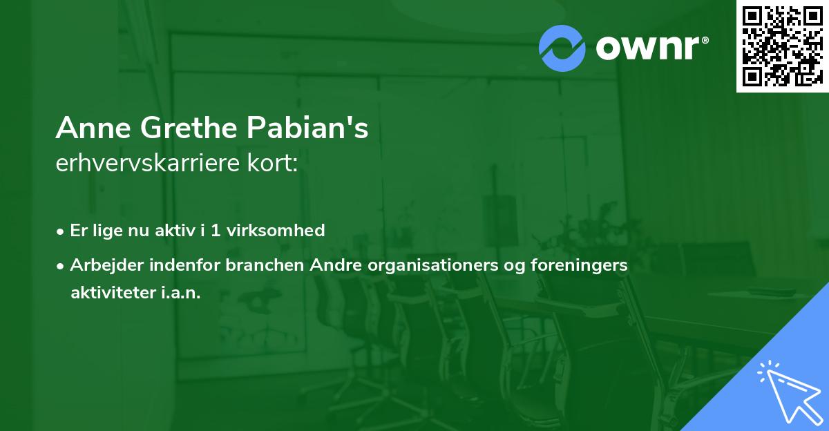Anne Grethe Pabian's erhvervskarriere kort