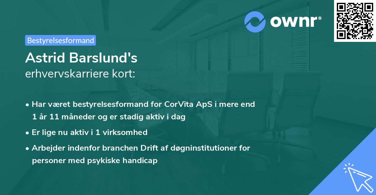 Astrid Barslund's erhvervskarriere kort