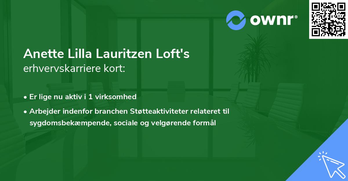 Anette Lilla Lauritzen Loft's erhvervskarriere kort