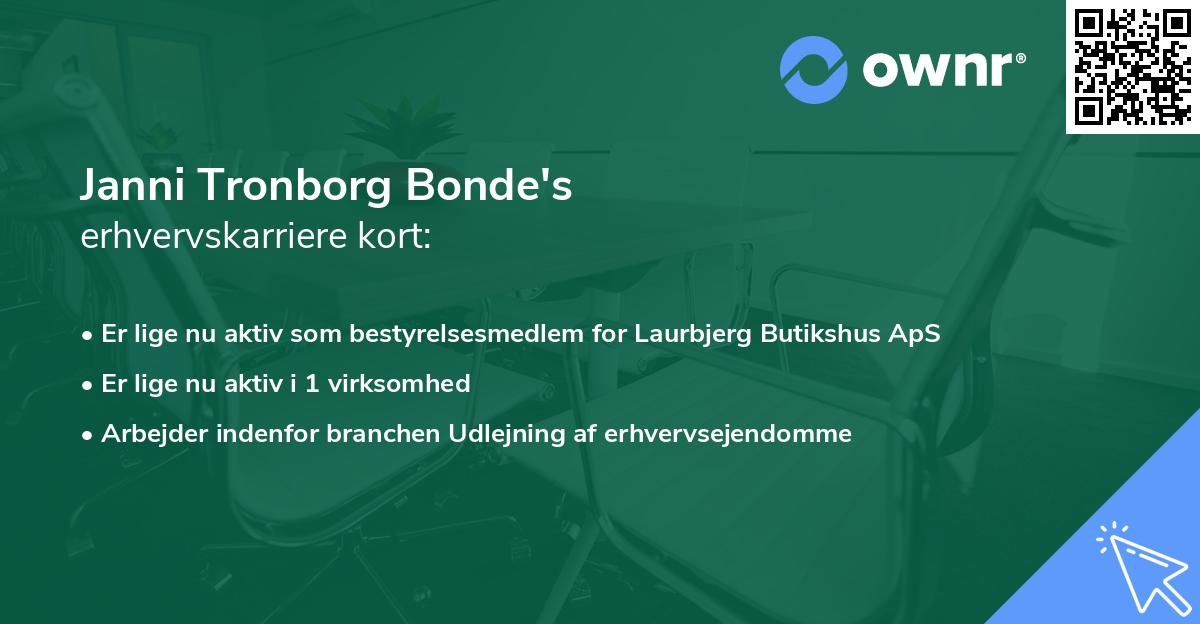 Janni Tronborg Bonde's erhvervskarriere kort