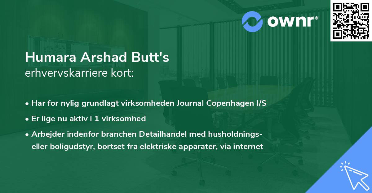 Humara Arshad Butt's erhvervskarriere kort