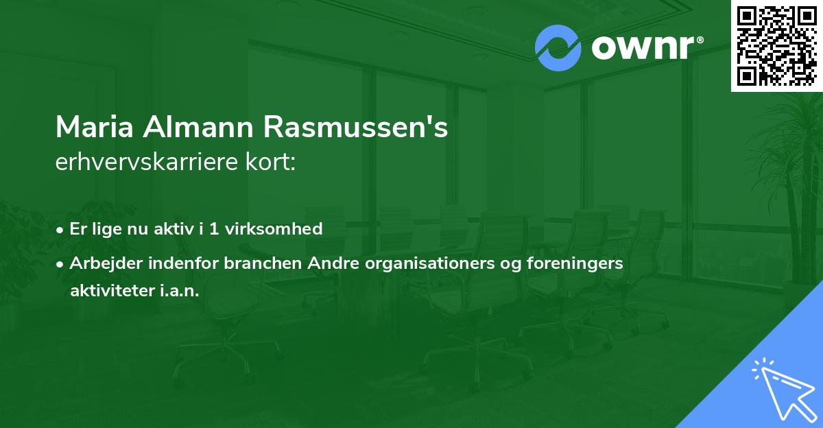 Maria Almann Rasmussen's erhvervskarriere kort